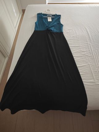 Vestido Sfera largo negro y azul