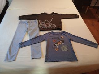 Pantalón gris perla y sudadera marrón