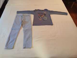 Pantalón gris perla y sudadera marrón