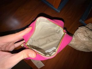 Bolso de de fiesta cuero rosa con cremallera