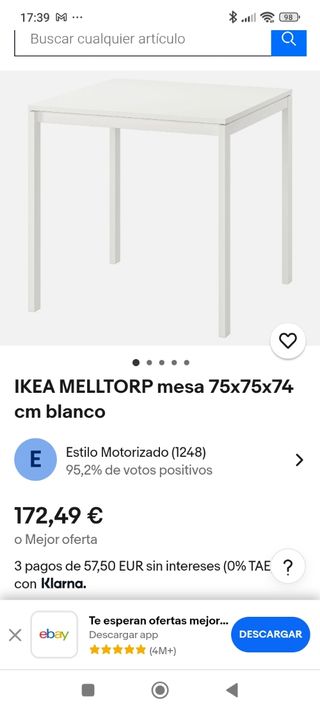 Mesa comedor MELLTORP IKEA blanca