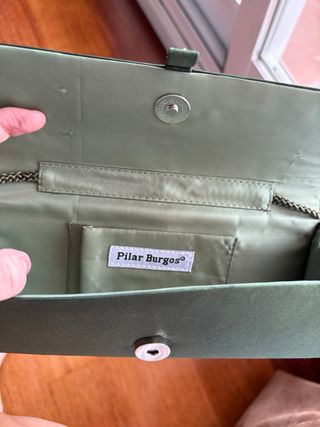 Bolso de mano satén verde hoja