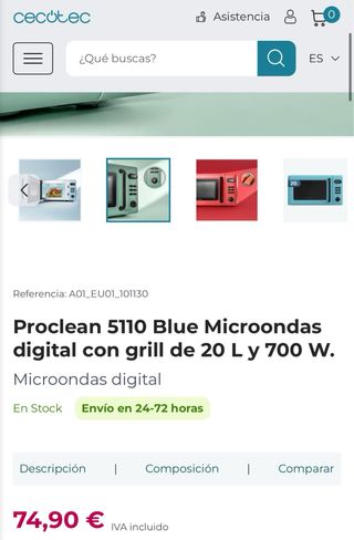Microondas Cecotec Retro Rojo 5110