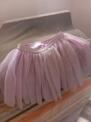 Falda tul niña morada y plateada