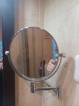 Espejo maquillaje aumento x7 de acero inoxidable.