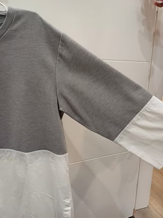 Jersey COS Algodón Gris y Blanco Manga Francesa