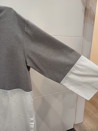 Jersey COS Algodón Gris y Blanco Manga Francesa