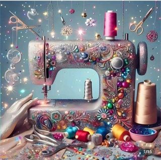 Lienzo Máquina de Coser Decorada