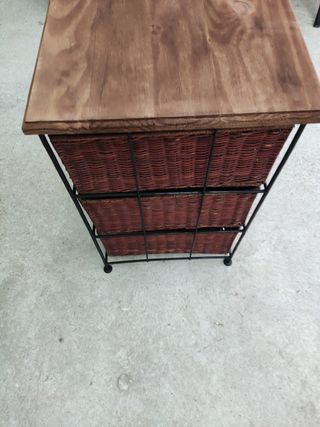 Cajonera Hierro y Mimbre Marrón