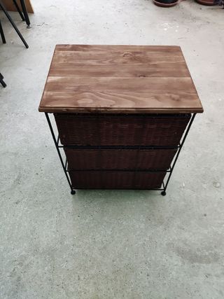 Cajonera Hierro y Mimbre Marrón