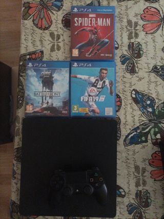 PS4 (PlayStation 4) Negra + Juegos+mando+