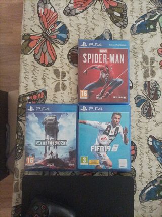 PS4 (PlayStation 4) Negra + Juegos+mando+
