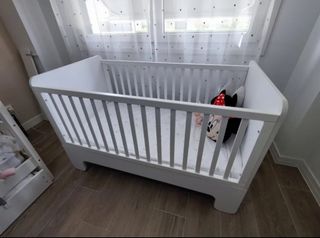 Maxicuna bebé 77x146 cm madera blanca evolutiva