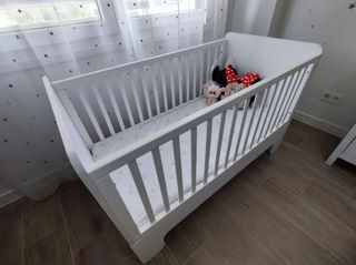 Maxicuna bebé 77x146 cm madera blanca evolutiva
