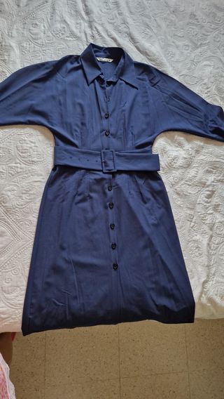 Vestido camisero azul ZARA