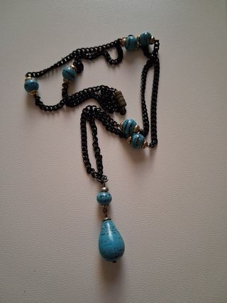 Collana catena metallo con turchese vintage 