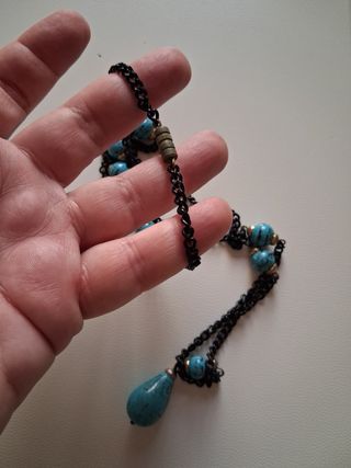 Collana catena metallo con turchese vintage 