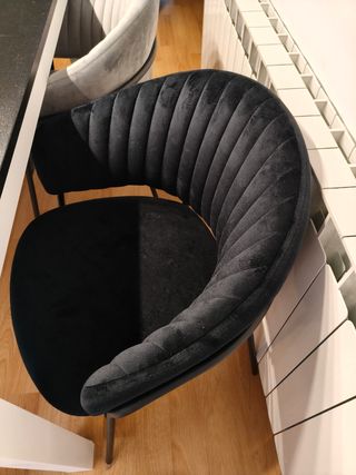Sillas de salón terciopelo negro y gris