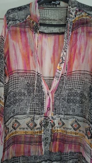 Blusa Ibicenca Transparente Multicolor