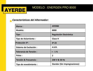 ALQUILER Grupo Electrógeno 6,5kW AYERBE