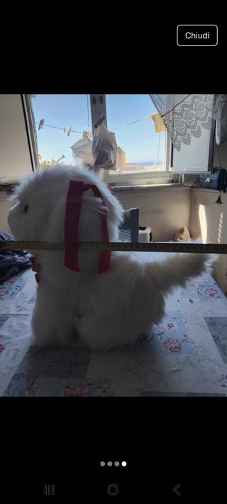 Peluche cane bianco con bandana rossa