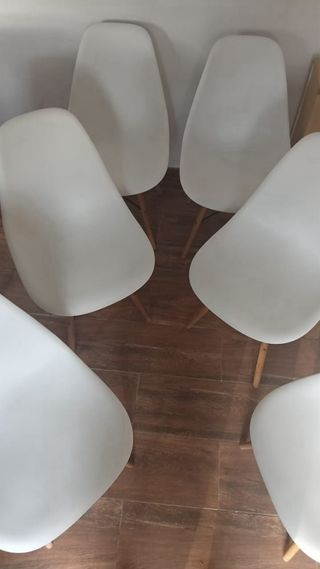 Set di 6 sedie nordiche in legno bianco