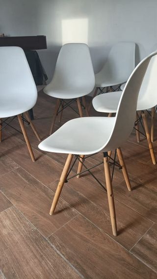 Set di 6 sedie nordiche in legno bianco