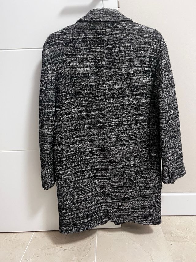 Abrigo Mango Gris jaspeado/negro