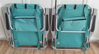 2 Sillas de playa plegables con bolsillos turquesa
