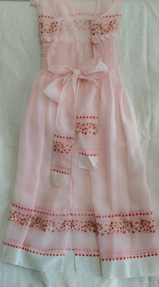 Camisón vintage rosa hecho a mano