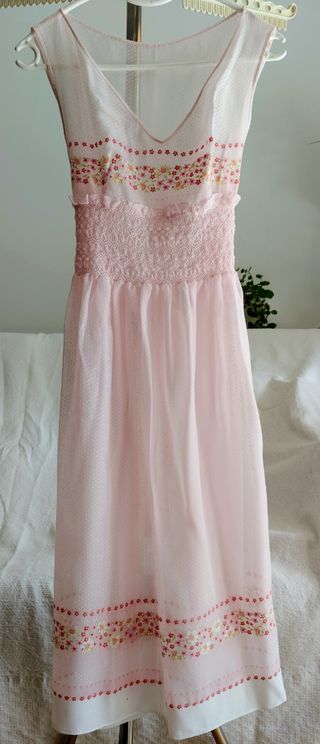 Camisón vintage rosa hecho a mano