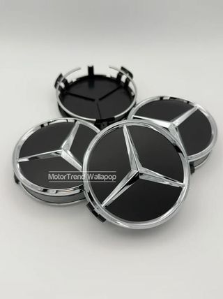 Pack 4 Tapabujes llanta 75mm Mercedes negro mate