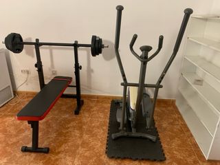 Panca pesi con bilanciere e trainer ellittico