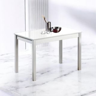 Mesa cocina gris 90×50 base de vidrio templado