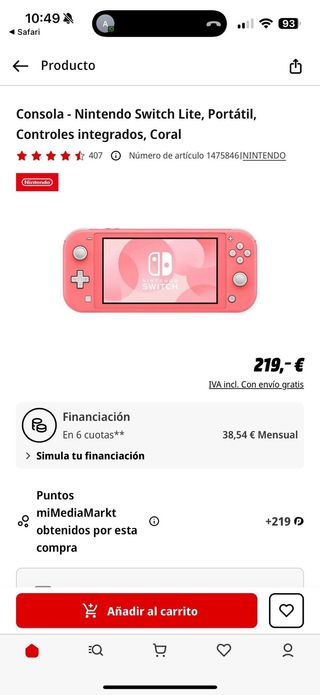 Nintendo Switch Lite Rosa