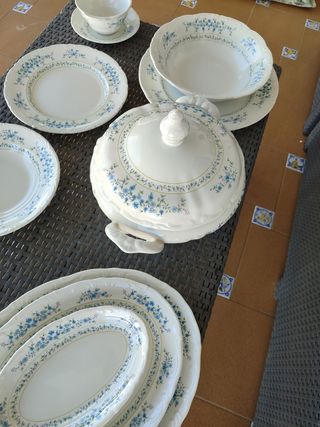 Vajilla Pontesa Royal azul y Blanco
