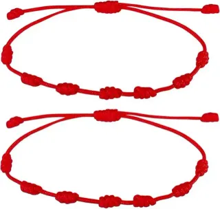Pack 2 Pulseras 7 Nudos Rojas Pareja