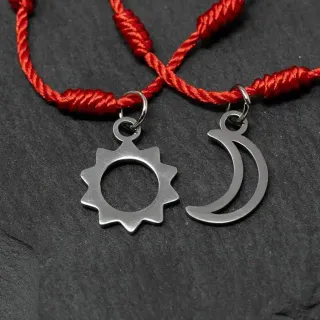 2 Pulseras Sol y Luna - 7 Nudos Rojos