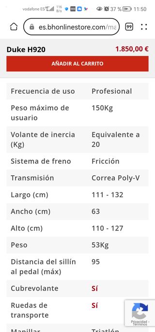 Bicicleta Estática BH Duke