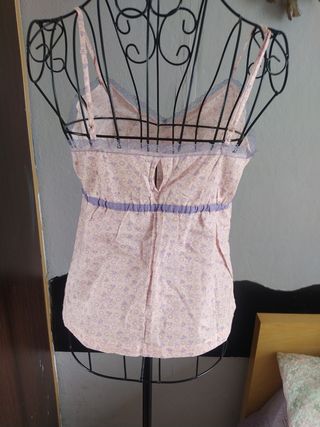 Top de algodón rosa y morado