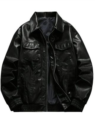 Chaqueta de cuero negra para hombre