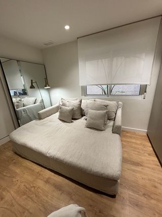 Sofá de 2 plazas algodón y lino beige