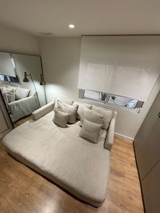 Sofá de 2 plazas algodón y lino beige
