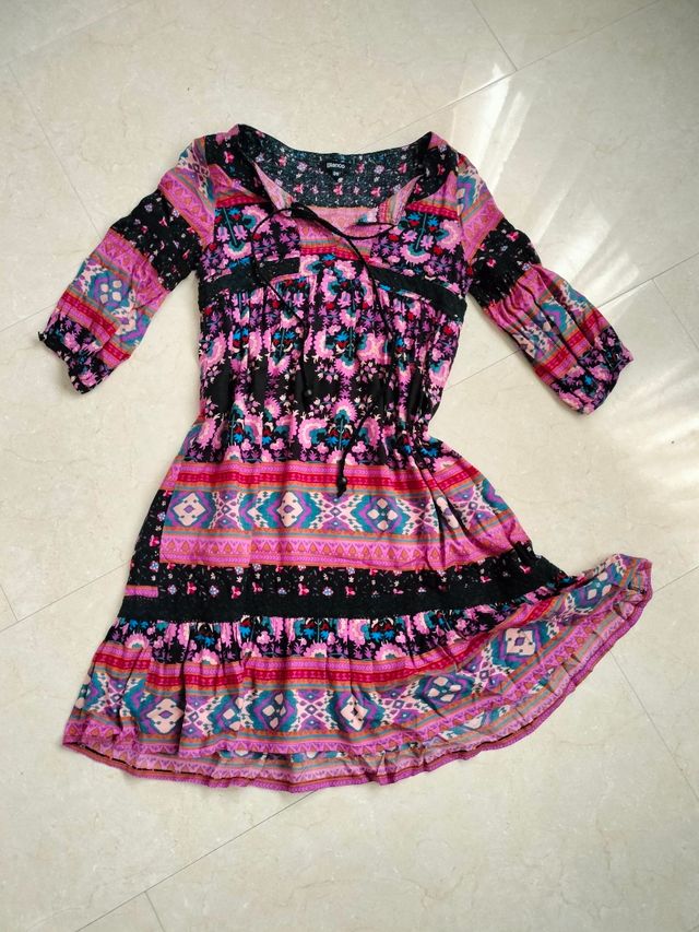 Vestido boho flores de Blanco