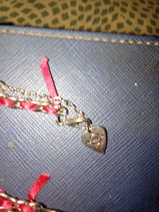 Collar Hard Rock Cadena Rosa y Plateada