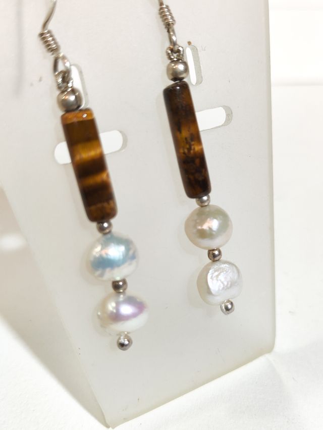 Pendientes Plata y Piedra Natural ojo de Tigre 