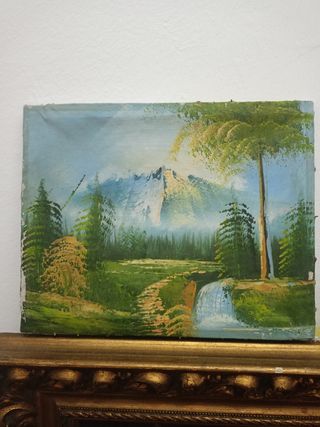 Dos cuadros de paisajes pintados a mano