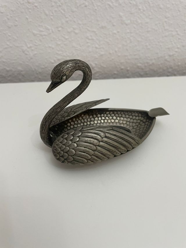 Cenicero antiguo cisne plata
