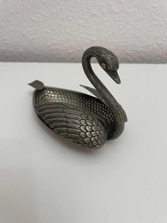 Cenicero antiguo cisne plata