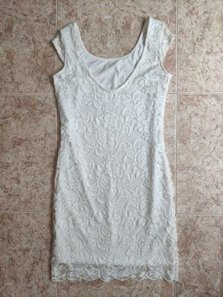 Vestido H&M Encaje Blanco Talla s